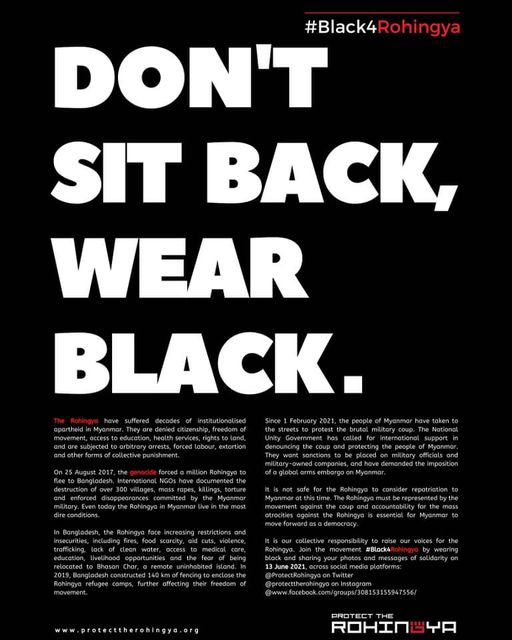 CENTHRA supports the #Black4ROHINGYA campaign as a demonstration in solidarity f…